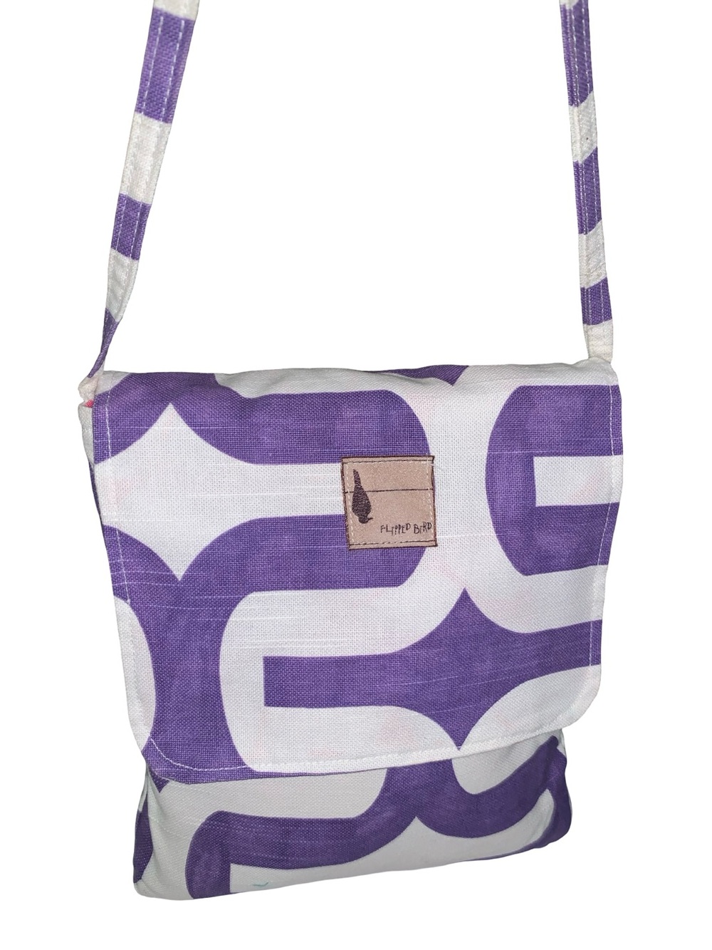 Flipped Bird Reversible Pink/Purple Geometric Crossbody Bag